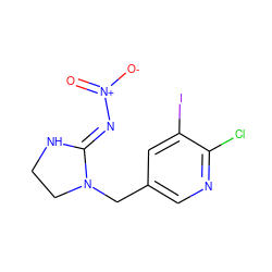 O=[N+]([O-])/N=C1\NCCN1Cc1cnc(Cl)c(I)c1 ZINC000103186157