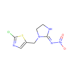 O=[N+]([O-])/N=C1\NCCN1Cc1cnc(Cl)s1 ZINC000031502165