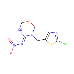 O=[N+]([O-])/N=C1\NCOCN1Cc1cnc(Cl)s1 ZINC000034022409