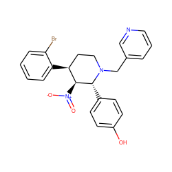 O=[N+]([O-])[C@H]1[C@@H](c2ccccc2Br)CCN(Cc2cccnc2)[C@@H]1c1ccc(O)cc1 ZINC000013521592