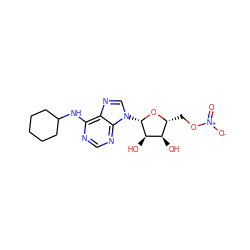 O=[N+]([O-])OC[C@H]1O[C@@H](n2cnc3c(NC4CCCCC4)ncnc32)[C@H](O)[C@@H]1O ZINC000096167346