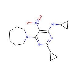 O=[N+]([O-])c1c(NC2CC2)nc(C2CC2)nc1N1CCCCCC1 ZINC000034802262