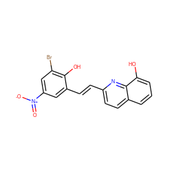 O=[N+]([O-])c1cc(Br)c(O)c(/C=C/c2ccc3cccc(O)c3n2)c1 ZINC000005770123