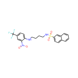 O=[N+]([O-])c1cc(C(F)(F)F)ccc1NCCCCNS(=O)(=O)c1ccc2ccccc2c1 ZINC000008672246