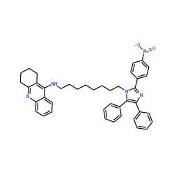 O=[N+]([O-])c1ccc(-c2nc(-c3ccccc3)c(-c3ccccc3)n2CCCCCCCCNc2c3c(nc4ccccc24)CCCC3)cc1 ZINC000095587847
