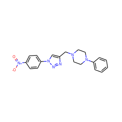 O=[N+]([O-])c1ccc(-n2cc(CN3CCN(c4ccccc4)CC3)nn2)cc1 ZINC000045391665