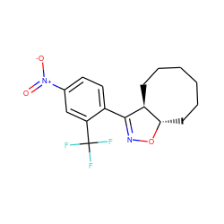 O=[N+]([O-])c1ccc(C2=NO[C@H]3CCCCCC[C@H]23)c(C(F)(F)F)c1 ZINC000095578404