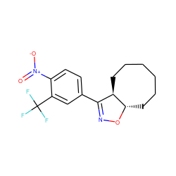 O=[N+]([O-])c1ccc(C2=NO[C@H]3CCCCCC[C@H]23)cc1C(F)(F)F ZINC000095577325