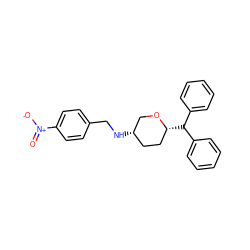 O=[N+]([O-])c1ccc(CN[C@H]2CC[C@@H](C(c3ccccc3)c3ccccc3)OC2)cc1 ZINC000029344385