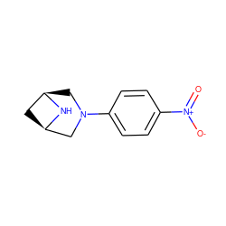 O=[N+]([O-])c1ccc(N2C[C@@H]3C[C@H](C2)N3)cc1 ZINC000040894784