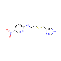 O=[N+]([O-])c1ccc(NCCSCc2c[nH]cn2)nc1 ZINC000013743058