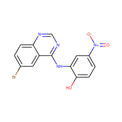 O=[N+]([O-])c1ccc(O)c(Nc2ncnc3ccc(Br)cc23)c1 ZINC000019792895