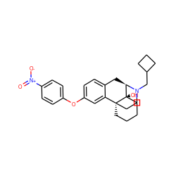 O=[N+]([O-])c1ccc(Oc2ccc3c(c2)[C@@]24CCCC[C@@]2(O)[C@@H](C3)N(CC2CCC2)CC4)cc1 ZINC000040425435