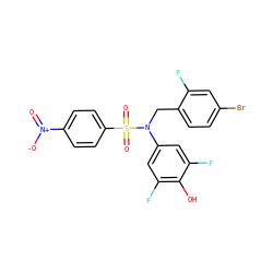 O=[N+]([O-])c1ccc(S(=O)(=O)N(Cc2ccc(Br)cc2F)c2cc(F)c(O)c(F)c2)cc1 ZINC000064446834