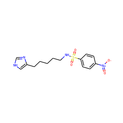 O=[N+]([O-])c1ccc(S(=O)(=O)NCCCCCc2c[nH]cn2)cc1 ZINC000026247712