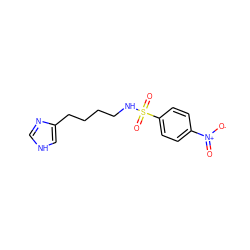 O=[N+]([O-])c1ccc(S(=O)(=O)NCCCCc2c[nH]cn2)cc1 ZINC000026267387