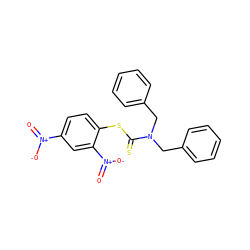 O=[N+]([O-])c1ccc(SC(=S)N(Cc2ccccc2)Cc2ccccc2)c([N+](=O)[O-])c1 ZINC000095574945