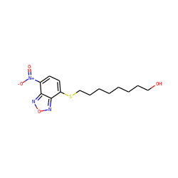 O=[N+]([O-])c1ccc(SCCCCCCCCO)c2nonc12 ZINC000299820751