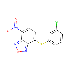 O=[N+]([O-])c1ccc(Sc2cccc(Cl)c2)c2nonc12 ZINC000000168612