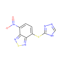 O=[N+]([O-])c1ccc(Sc2nnc[nH]2)c2nsnc12 ZINC000299854607