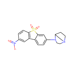 O=[N+]([O-])c1ccc2c(c1)-c1ccc(N3CCN4CCC3CC4)cc1S2(=O)=O ZINC000169308803