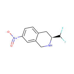 O=[N+]([O-])c1ccc2c(c1)CN[C@H](C(F)F)C2 ZINC000013686917