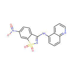 O=[N+]([O-])c1ccc2c(c1)S(=O)(=O)N=C2Nc1cccc2ncccc12 ZINC000169349255