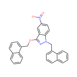 O=[N+]([O-])c1ccc2c(c1)c(OCc1cccc3ccccc13)nn2Cc1cccc2ccccc12 ZINC000103263944