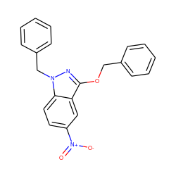 O=[N+]([O-])c1ccc2c(c1)c(OCc1ccccc1)nn2Cc1ccccc1 ZINC000001647166