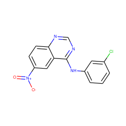 O=[N+]([O-])c1ccc2ncnc(Nc3cccc(Cl)c3)c2c1 ZINC000038265601