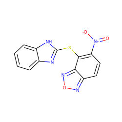 O=[N+]([O-])c1ccc2nonc2c1Sc1nc2ccccc2[nH]1 ZINC000299867698