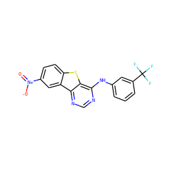 O=[N+]([O-])c1ccc2sc3c(Nc4cccc(C(F)(F)F)c4)ncnc3c2c1 ZINC000003815347