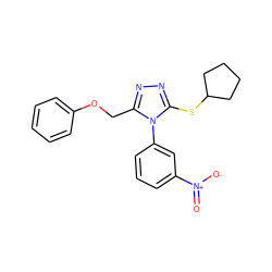 O=[N+]([O-])c1cccc(-n2c(COc3ccccc3)nnc2SC2CCCC2)c1 ZINC000095597455