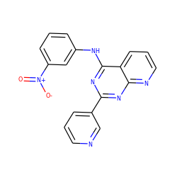 O=[N+]([O-])c1cccc(Nc2nc(-c3cccnc3)nc3ncccc23)c1 ZINC001772616772