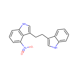 O=[N+]([O-])c1cccc2[nH]cc(CCc3c[nH]c4ccccc34)c12 ZINC000299827023