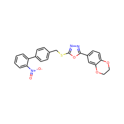 O=[N+]([O-])c1ccccc1-c1ccc(CSc2nnc(-c3ccc4c(c3)OCCO4)o2)cc1 ZINC000096271049