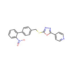 O=[N+]([O-])c1ccccc1-c1ccc(CSc2nnc(-c3ccncc3)o2)cc1 ZINC000096271057