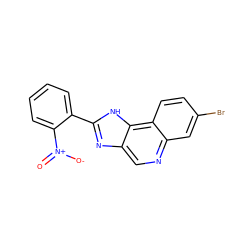 O=[N+]([O-])c1ccccc1-c1nc2cnc3cc(Br)ccc3c2[nH]1 ZINC000073221503