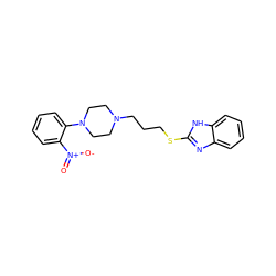 O=[N+]([O-])c1ccccc1N1CCN(CCCSc2nc3ccccc3[nH]2)CC1 ZINC000040915956