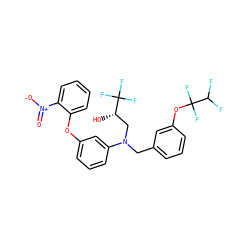 O=[N+]([O-])c1ccccc1Oc1cccc(N(Cc2cccc(OC(F)(F)C(F)F)c2)C[C@H](O)C(F)(F)F)c1 ZINC000026276850