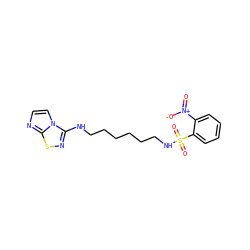 O=[N+]([O-])c1ccccc1S(=O)(=O)NCCCCCCNc1nsc2nccn12 ZINC000006717047