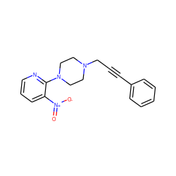 O=[N+]([O-])c1cccnc1N1CCN(CC#Cc2ccccc2)CC1 ZINC000197618119