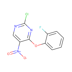 O=[N+]([O-])c1cnc(Cl)nc1Oc1ccccc1F ZINC000236151052