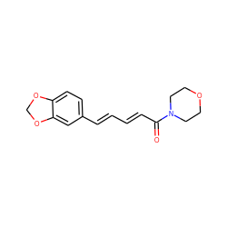 O=C(/C=C/C=C/c1ccc2c(c1)OCO2)N1CCOCC1 ZINC000003610917