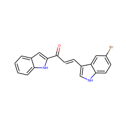 O=C(/C=C/c1c[nH]c2ccc(Br)cc12)c1cc2ccccc2[nH]1 ZINC001772621177