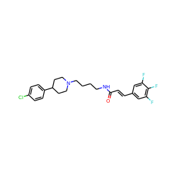 O=C(/C=C/c1cc(F)c(F)c(F)c1)NCCCCN1CCC(c2ccc(Cl)cc2)CC1 ZINC000028957562