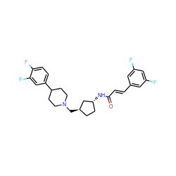 O=C(/C=C/c1cc(F)cc(F)c1)N[C@@H]1CC[C@@H](CN2CCC(c3ccc(F)c(F)c3)CC2)C1 ZINC000028957885