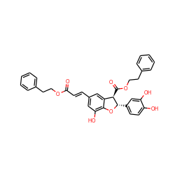 O=C(/C=C/c1cc(O)c2c(c1)[C@@H](C(=O)OCCc1ccccc1)[C@H](c1ccc(O)c(O)c1)O2)OCCc1ccccc1 ZINC000197925332