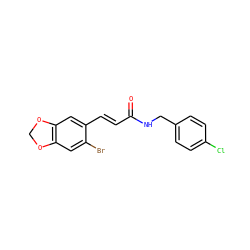 O=C(/C=C/c1cc2c(cc1Br)OCO2)NCc1ccc(Cl)cc1 ZINC000001399002