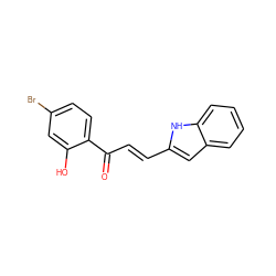 O=C(/C=C/c1cc2ccccc2[nH]1)c1ccc(Br)cc1O ZINC001772573269